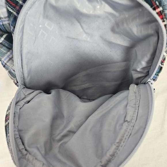 Vera Bradley Essential Compact Quilted Plaid Campus Backpack Snowy Grey Blue - Picture 9 of 9